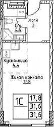 Студия, 31.6 м², 3/29 этаж, ЖК «Наметкин Тауэр»