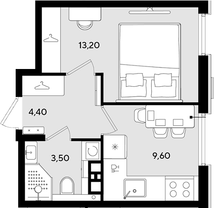 1-комн. квартира, 30.7 м² в ЖК Порто-Ново — фото 2