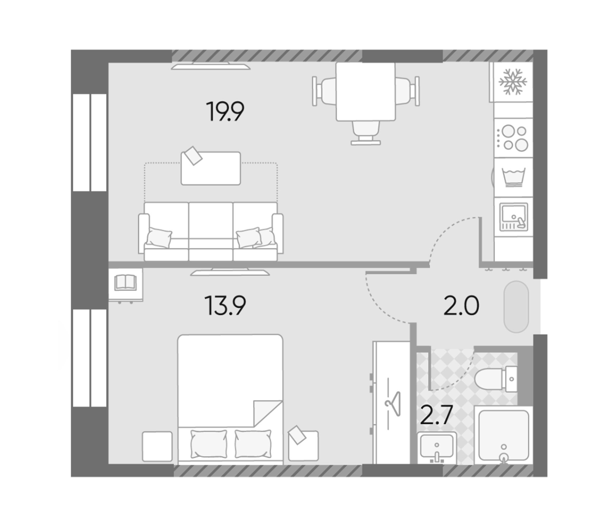 2-комн., 38.5 м², 28/28 этаж, ЖК «ЗилАрт»