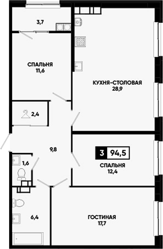 4-комн. Кварталы 17/77