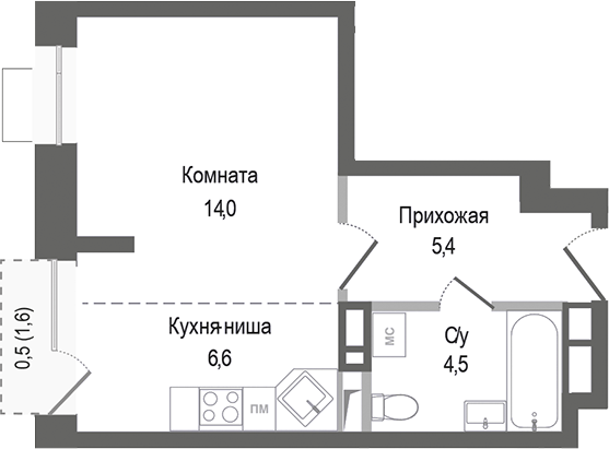 Студия, 30.5 м², 7/8 этаж, ЖК «Киноквартал»