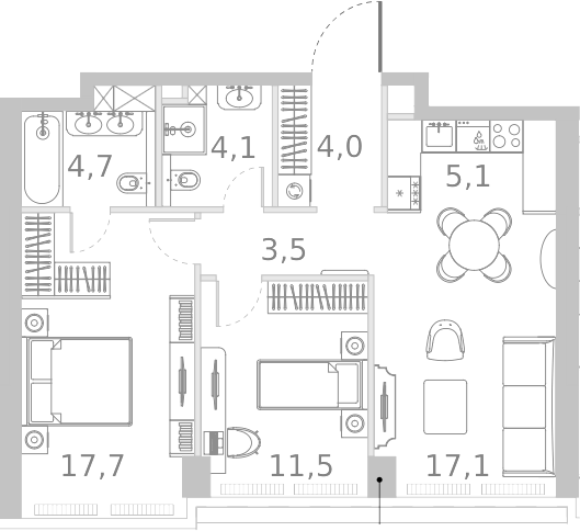 3-комн., 67.7 м², 16/45 этаж, ЖК «Ривер Парк Кутузовский»