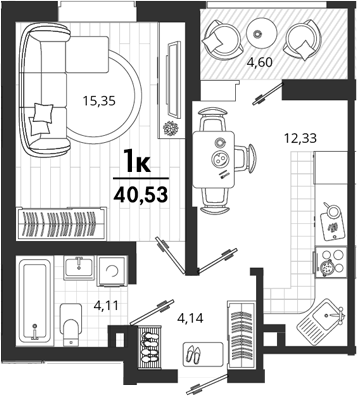 1-комн., 35.93 м², 18/18 этаж, ЖК «Родные Просторы» — фото 2