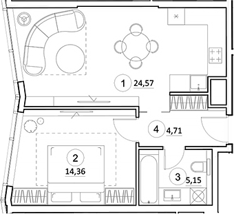 2-комн., 48.79 м², 25/35 этаж, ЖК «УНО.Горбунова»