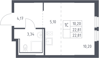 Студия, 22.81 м², 17/17 этаж, ЖК «Пригород Лесное»