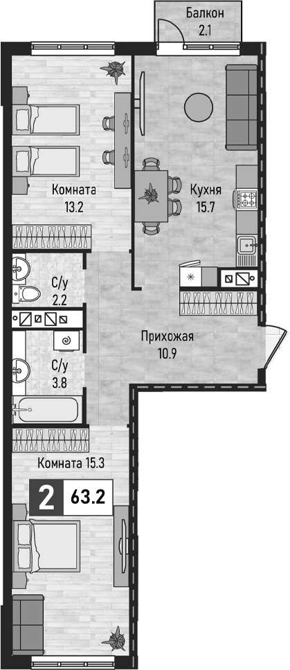 2-комн. Живописный