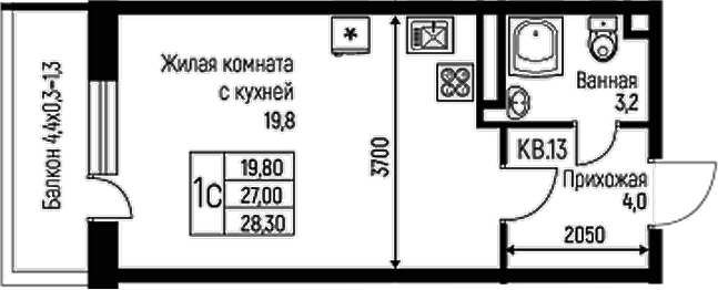 Студия квартира, 27 м² в ЖК Nova Vita — фото 2