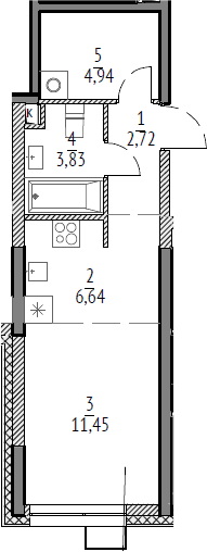 Студия, 29.58 м², 17/21 этаж, ЖК «N'ICE LOFT»