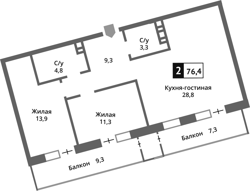 3-комн. Отрада на реке