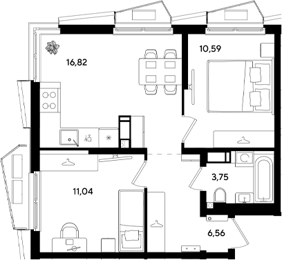 3-комн., 48.76 м², 3/18 этаж, ЖК «Парк Победы 3»
