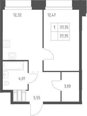 1-комн., 37.35 м², 16/23 этаж, ЖК «Тропарево Парк»