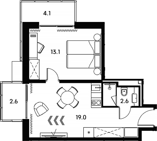 2-комн., 34.7 м², 23/23 этаж, ЖК «Аквилон Сигнал»