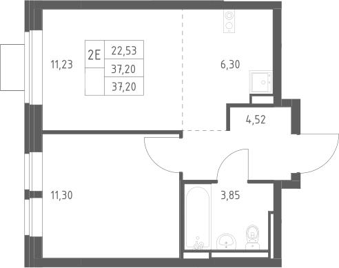 2-комн., 37.2 м², 9/12 этаж, ЖК «Богдановский лес»