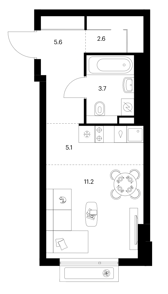 Студия, 28.2 м², 11/17 этаж, ЖК «Белая Дача парк»