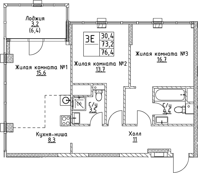 3-комн. ВЭРИ на Миклухо-Маклая