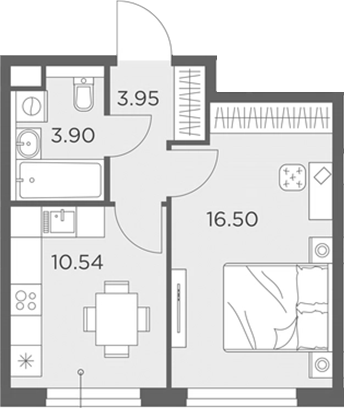 1-комн., 34.89 м², 12/23 этаж, ЖК «Одинград, квартал Семейный»