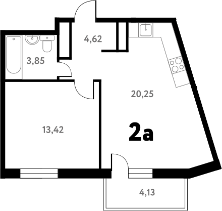2-комн., 42.26 м², 10/17 этаж, ЖК «Южное Пушкино»