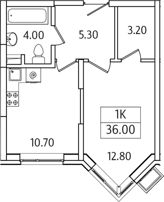1-комн., 36 м², 2/21 этаж, ЖК «Видный Берег 2.0»