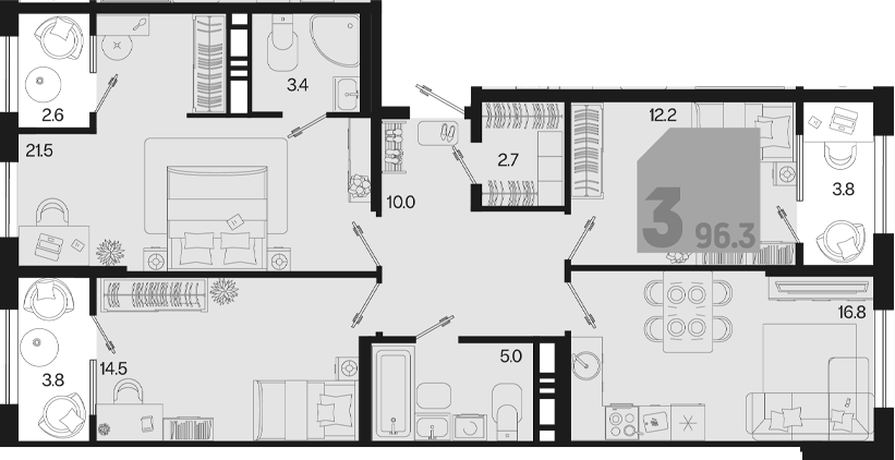 4-комн. квартира, 86.1 м² в ЖК Первое место — фото 2