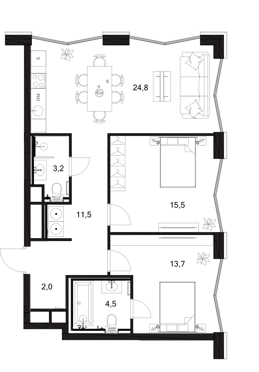 3-комн. A. Residence