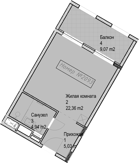 Студия квартира, 32.3 м² в ЖК Гостиничный комплекс Николай 1 — фото 2