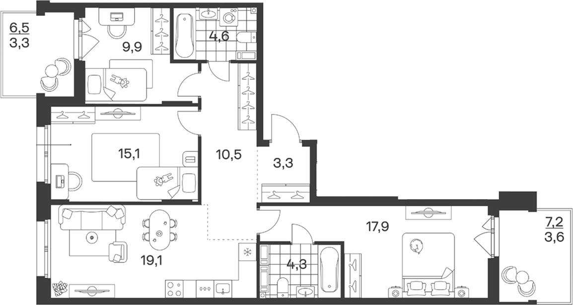 4-комн. квартира, 84.7 м² в ЖК Символ. ГК Трест — фото 2