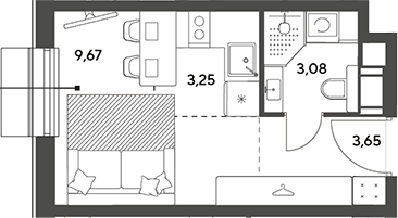 Студия, 19.65 м², 12/14 этаж, ЖК «Публицист»