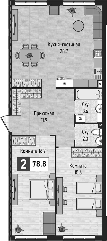 3-комн. Живописный