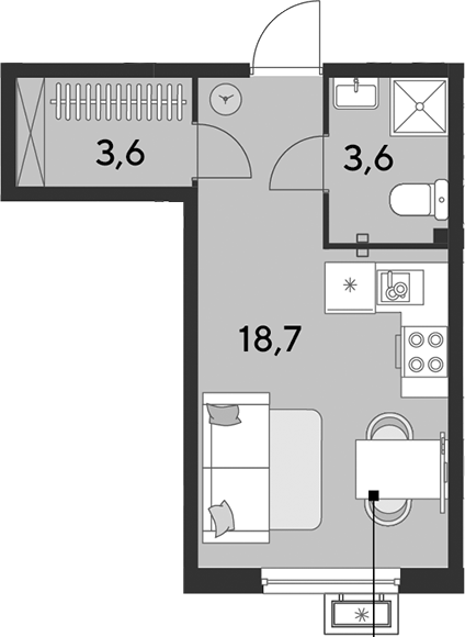 Студия квартира, 25.9 м² в ЖК Парк Победы — фото 2
