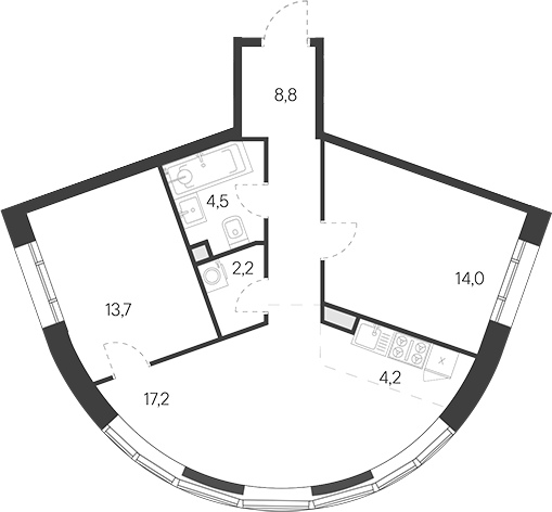 3-комн., 64.6 м², 25/30 этаж, ЖК «Родина Переделкино»