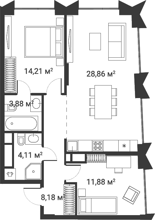 3-комн., 74 м², 21/28 этаж, ЖК «Первый Нагатинский»