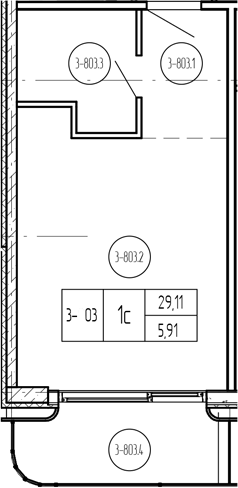 Студия квартира, 29.11 м² в ЖК Лучи — фото 2