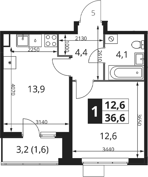 1-комн., 35 м², 8/17 этаж, ЖК «1-й Ясеневский»