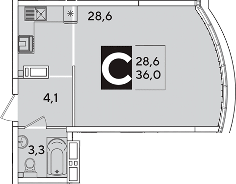 Продается 1-комн. квартира, 36 м² — фото 2