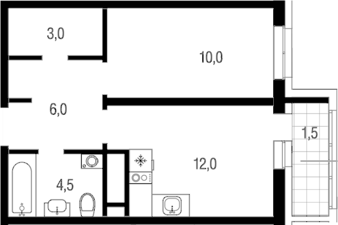 1-комн., 35.5 м², 20/25 этаж, ЖК «Котельники парк»