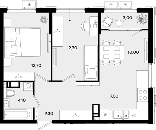 3-комн. квартира, 55.9 м² в ЖК Порто-Ново — фото 2