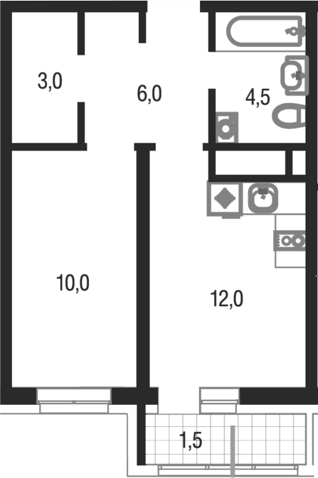 1-комн., 35.5 м², 21/25 этаж, ЖК «Котельники парк»