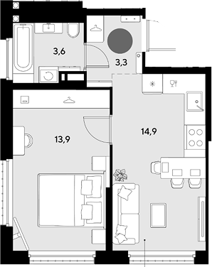 Продается 1-комн. квартира, 35.7 м²