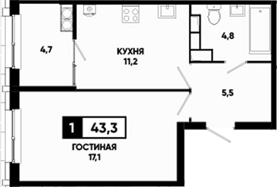 1-комн. Основа. ГК ЮгСтройИнвест. Ставропольский край