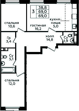 3-комн. ЭкоБунино