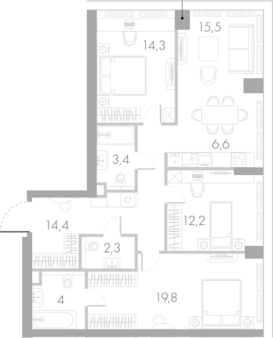 4+ комнаты, 92.5 м², 3/40 этаж, ЖК «Ривер Парк Кутузовский»