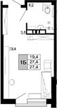 Студия, 27.4 м², 3/9 этаж, ЖК «Гостиничный комплекс Мореград»