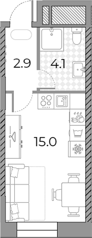 Студия, 22 м², 28/28 этаж, ЖК «ЗилАрт»