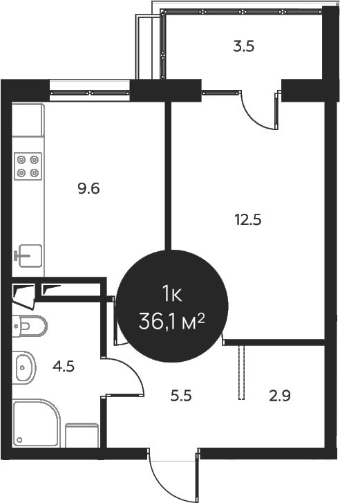1-комн., 35 м², 2/3 этаж, ЖК «Павлово 3»