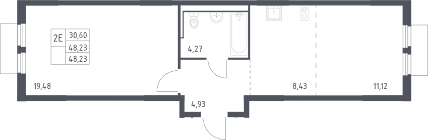 2-комн., 48.23 м², 17/17 этаж, ЖК «Пригород Лесное»