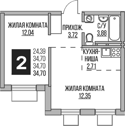 2-комн. Гранель Аникеевский