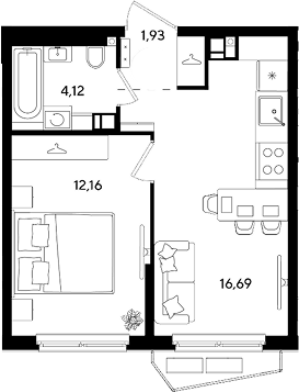 Продается 2-комн. квартира, 34.9 м²