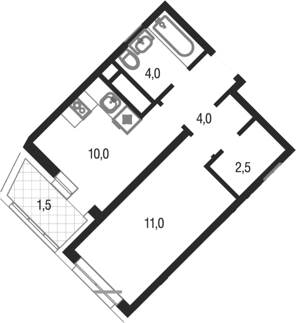 1-комн., 31.5 м², 8/25 этаж, ЖК «Котельники парк»