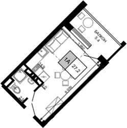 Студия, 21.8 м², 6/9 этаж, ЖК «Гостиничный комплекс Мореград»