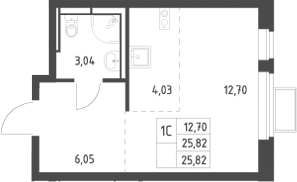 Студия, 25.82 м², 7/12 этаж, ЖК «Новое Видное»